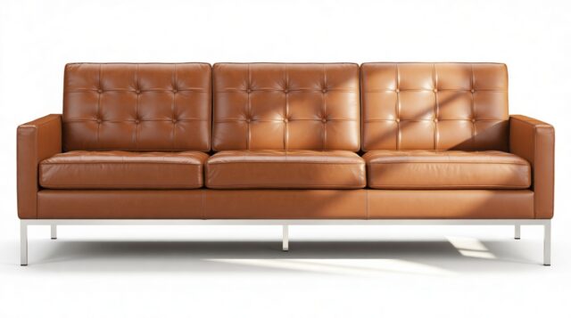 The Florence – Tan Premium Leather, Three Seater