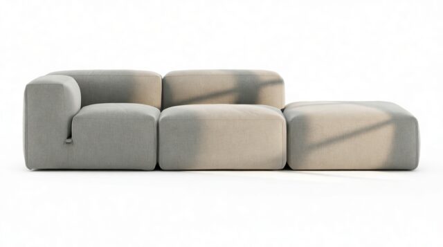 The Le Mura – Soft Gray Brushed Weave, Open End Sofa (Right)