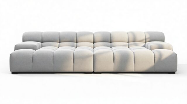 The Tufty – Light Gray Wool, Extra Deep Sofa – Sectional