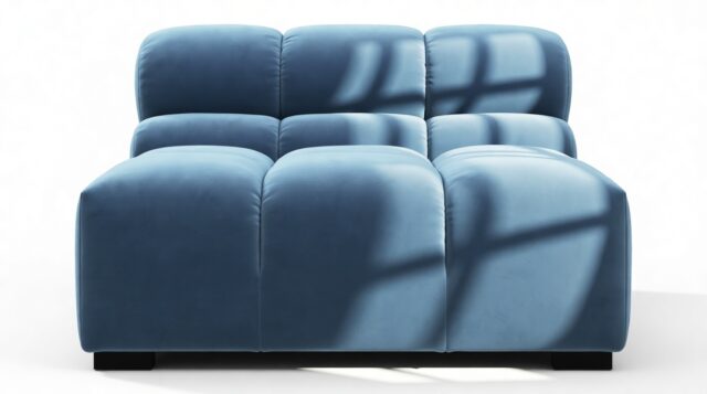 The Tufty – Aegean Blue Velvet, Armless Module