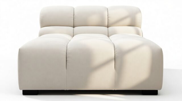 The Tufty – Oatmeal Brushed Weave, Armless Chaise