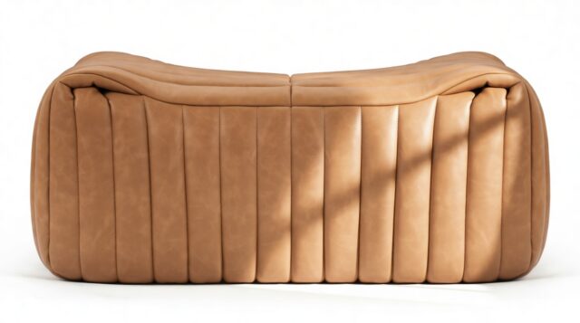 The Sandra – Tan Vegan Leather, Ottoman