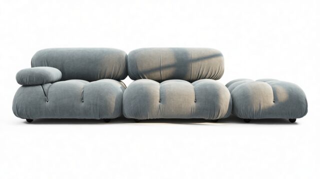 The Bellini – Cerulean Chenille, Open End Sofa (Right)