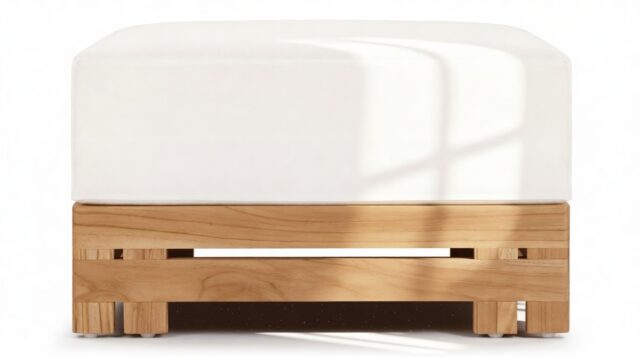 The Prestigio – Natural Teak with White Cushions, Ottoman