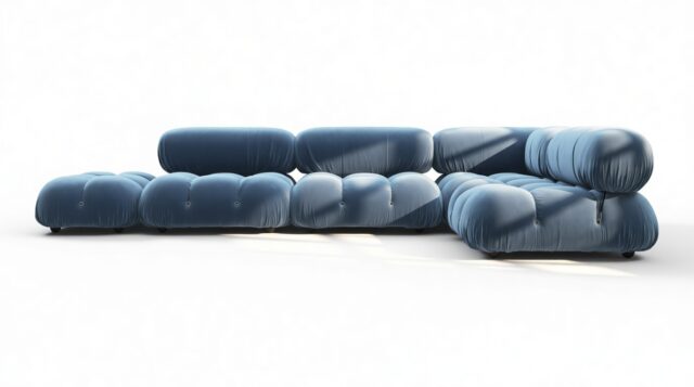 The Bellini – Aegean Blue Velvet, Sectional (Right Corner)