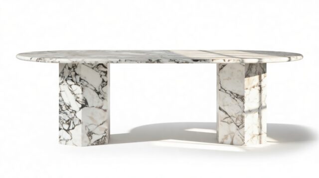 The Saga – Modellato Marble, 98in Oval Dining Table