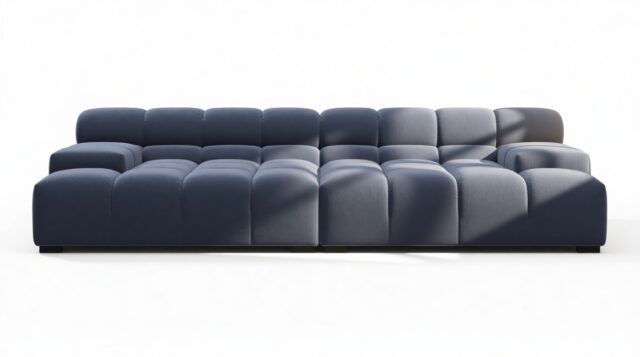 The Tufty – Royal Blue Wool, Extra Deep Sofa – Sectional