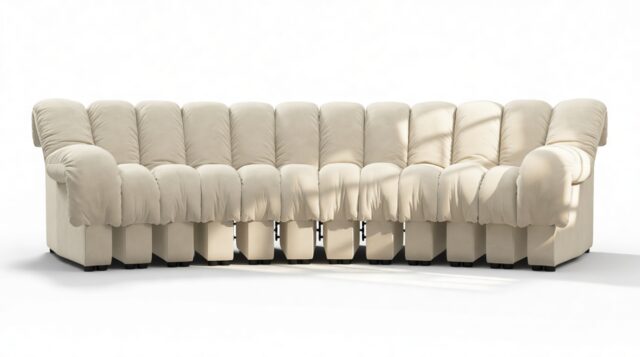 The DS 600 – Eggshell Vegan Suede, Three Seater Sofa