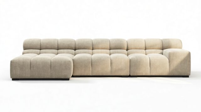 The Tufty – Beige Gray Chenille, Small Chaise (Left) – Sectional