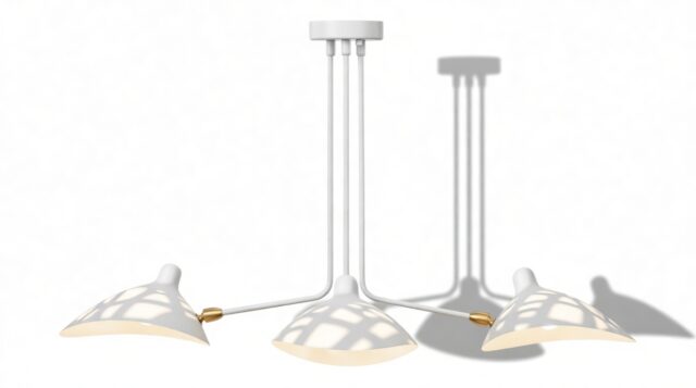 The Mouille – White, 3 Arm Small Ceiling Lamp