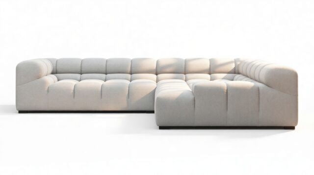 The Tufty – Light Gray Wool, Corner (Right) – Sectional