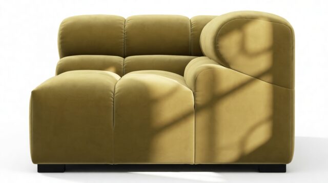 The Tufty – Olive Gold Velvet, Corner (Right)