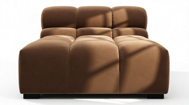 The Tufty – Mocha Velvet, Armless Chaise