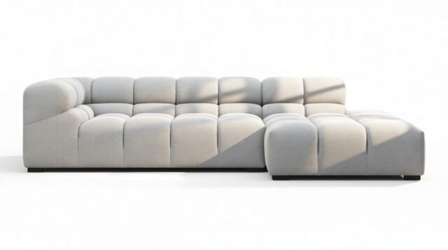 The Tufty – Light Gray Wool, Small L (Right) – Sectional