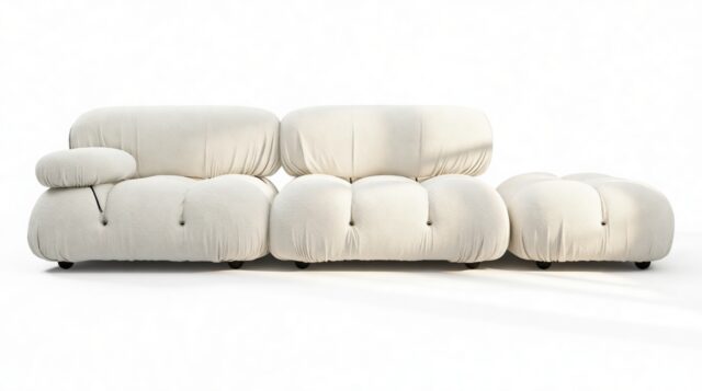 The Bellini – White Boucle, Open End Sofa (Right)