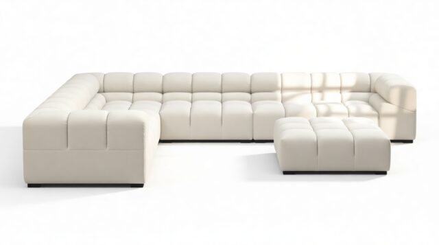 The Tufty – Oatmeal Brushed Weave, Large Corner (Left) – Sectional