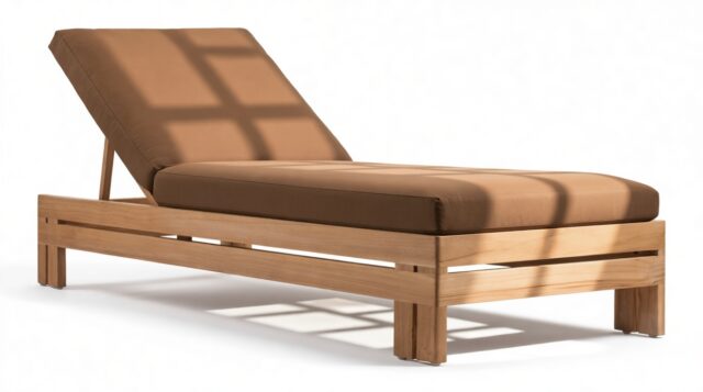 The Prestigio – Natural Teak with Mocha Cushions, Lounger