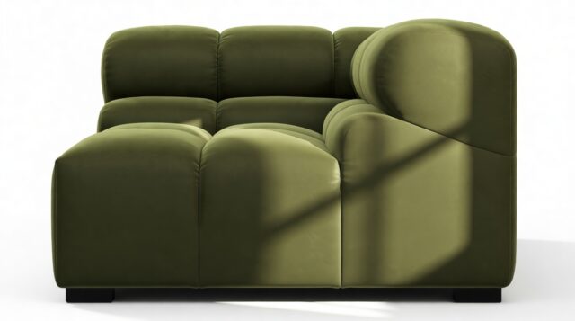 The Tufty – Thyme Luxe Velvet, Corner (Right)