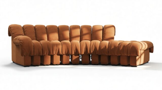 The DS 600 – Burnt Orange Vegan Suede, Small Open End Sofa, Right