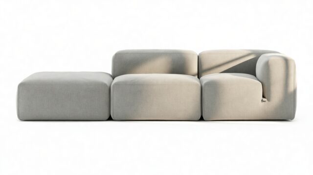 The Le Mura – Soft Gray Brushed Weave, Open End Sofa (Left)