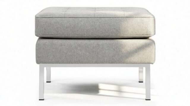 The Florence – Light Gray Wool, Ottoman