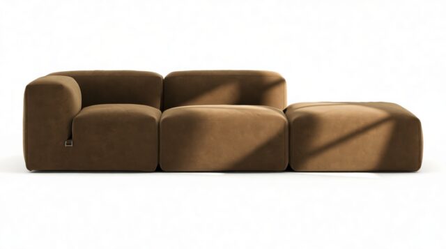 The Le Mura – Brown Vegan Suede, Open End Sofa (Right)