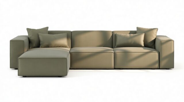 The Arlesia – Sage Vegan Suede, Left Chaise