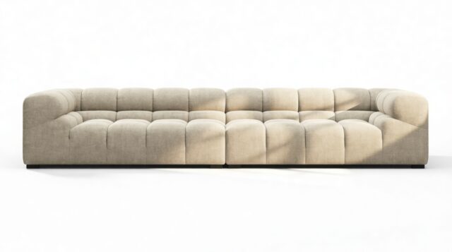 The Tufty – Beige Gray Chenille, Extra Large Sofa – Sectional