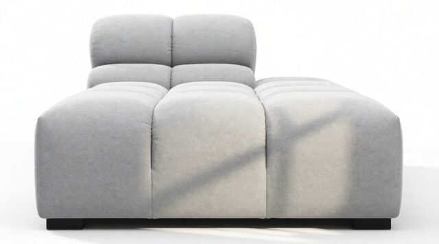 The Tufty – Light Gray Wool, Armless Chaise (Right)