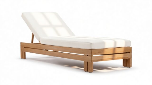 The Prestigio – Natural Teak with White Cushions, Lounger