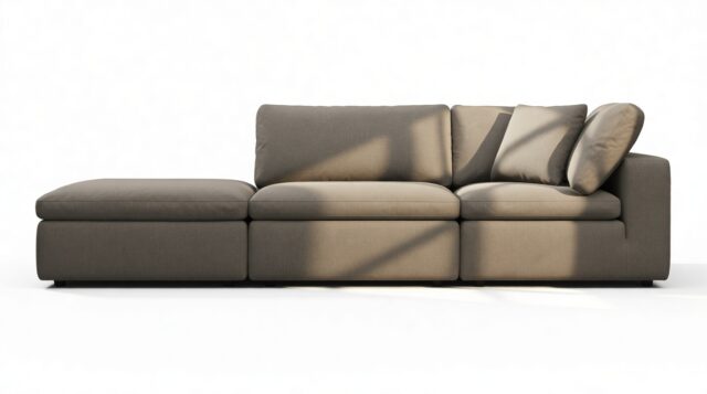 The Ciel – Coffee Brushed Weave, Open End Sofa (Left)