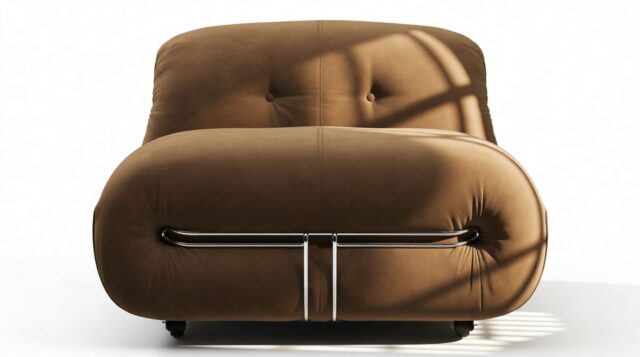 The Soriana – Brown Vegan Suede, Deep Lounge Chair