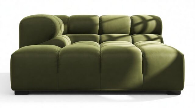 The Tufty – Thyme Luxe Velvet, Deep Corner Half (Left)