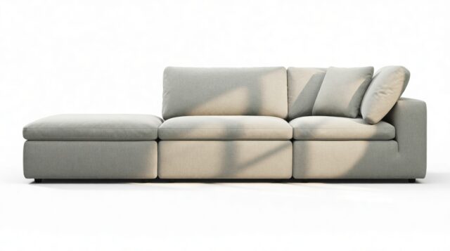 The Ciel – Soft Gray Brushed Weave, Open End Sofa (Left)