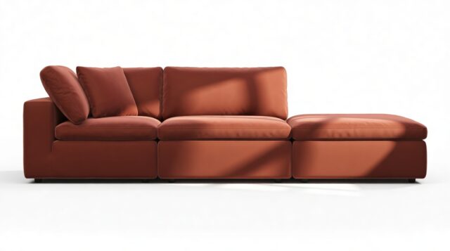 The Ciel – Cinnamon Velvet, Open End Sofa (Right)