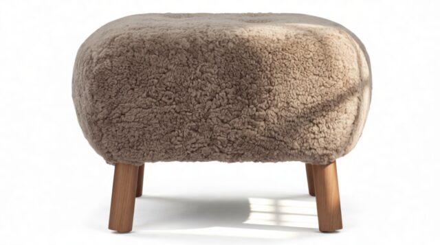 The Petra – Cappuccino Luxe Sheepskin, Ottoman