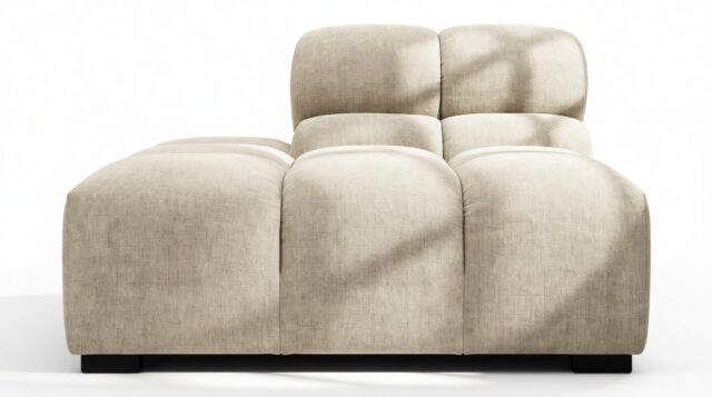 The Tufty – Beige Gray Chenille, End Armless (Left)