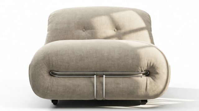 The Soriana – Beige Gray Chenille, Deep Lounge Chair