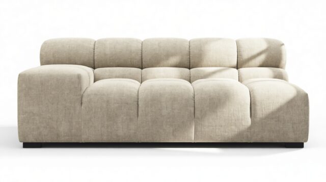 The Tufty – Beige Gray Chenille, Extra Large Armrest (Left)