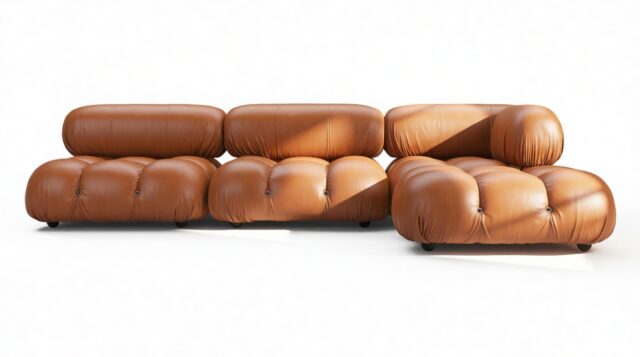 The Bellini – Tan Premium Leather, Sectional (Right Chaise)