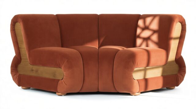 The Rivière – Russet Plush Velvet, Curved Module