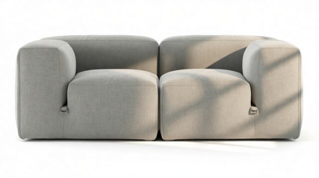 The Le Mura – Soft Gray Brushed Weave, Two Seater Sofa