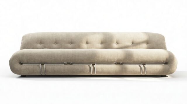 The Soriana – Beige Gray Chenille, Three Seater Sofa