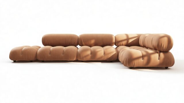 The Bellini – Tan Vegan Leather, Sectional (Right Corner)