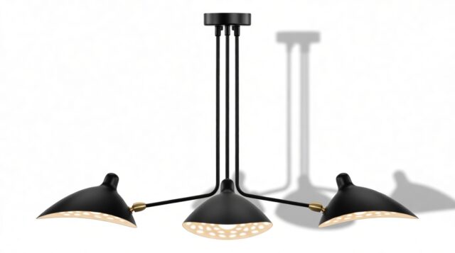 The Mouille – Black, 3 Arm Small Ceiling Lamp