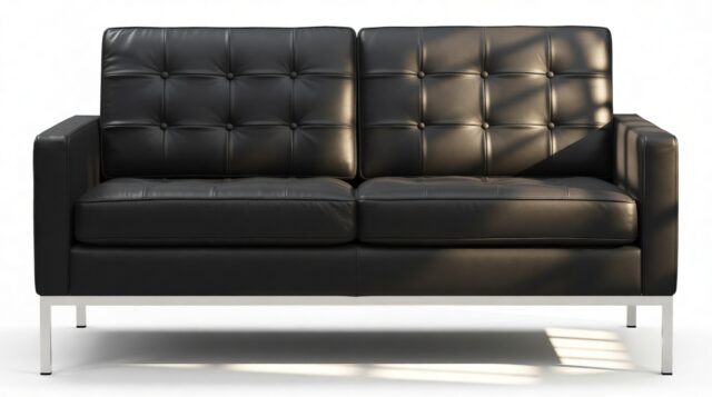 The Florence – Vintage Black Vegan Leather, Two Seater