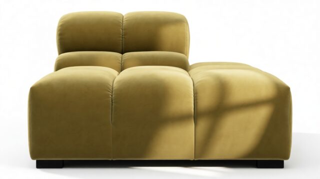 The Tufty – Olive Gold Velvet, End Armless (Right)