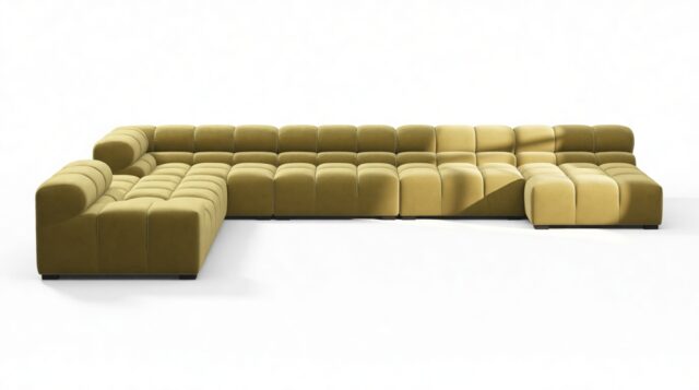 The Tufty – Olive Gold Velvet, Extra Large Corner (Left) – Sectional