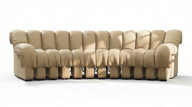 The DS 600 – Beige Vegan Leather, Three Seater Sofa