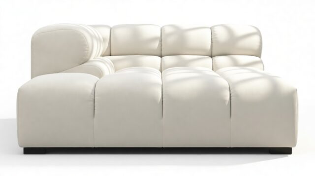 The Tufty – Oatmeal Brushed Weave, Deep Corner Half (Left)